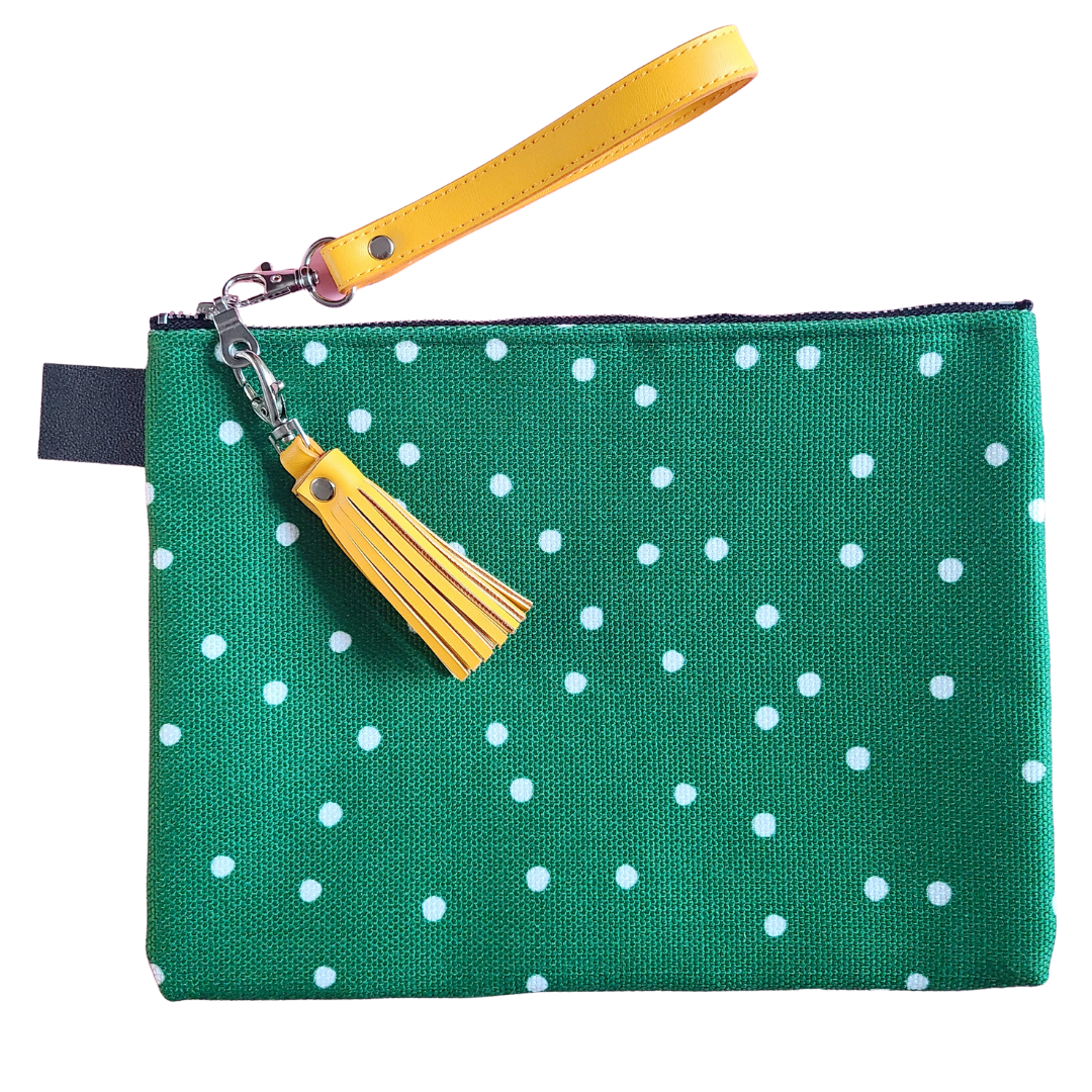 Green zipper canvas pouch