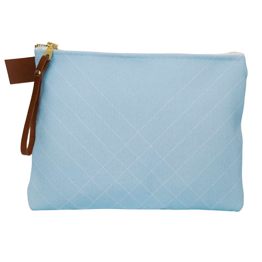 Blue zipper canvas pouch 