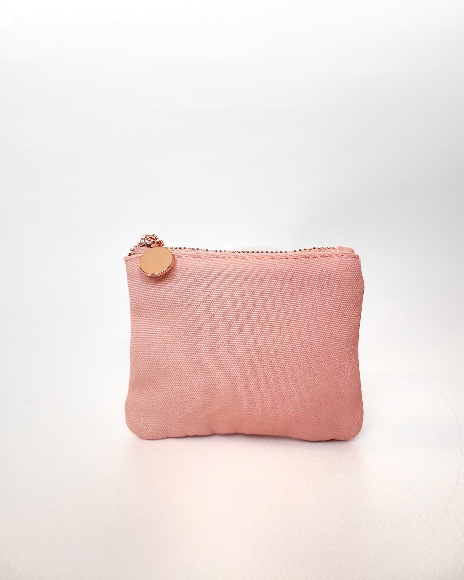 Peach mini canvas zipper pouch